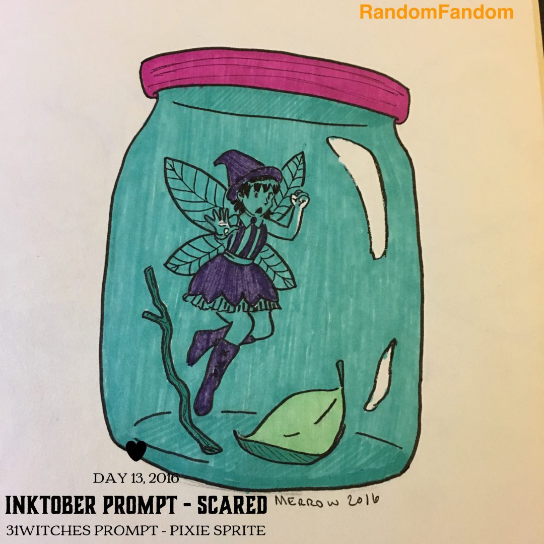 A fairy witch is trapped in jar and banging on the glass
